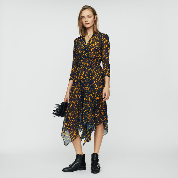 Maje Printed Asymmetric Dress
